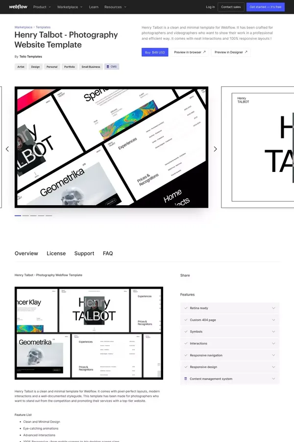 Henry Talbot - Photography HTML5 Responsive Website Template - Template design inspiration