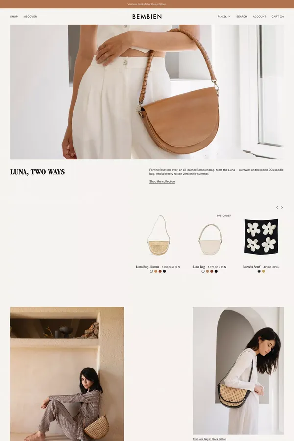 Bembien | Handbags woven by artisans around the world - Ecommerce design inspiration
