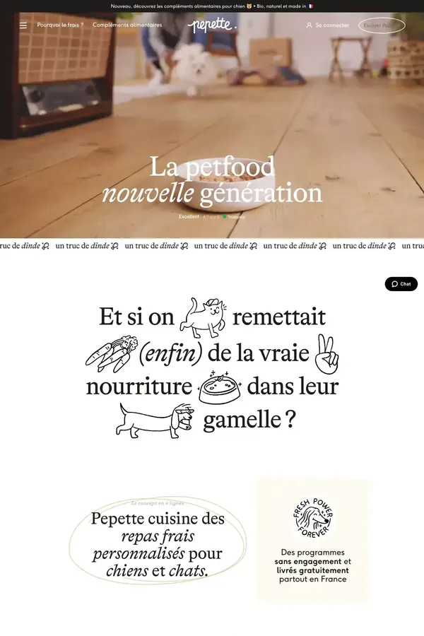 Pepette — Petfood Nouvelle Génération - Landing design inspiration