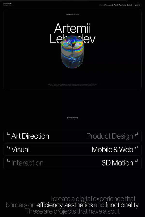 Artemii Lebedev — Founder & Art Director Lemma.Studio - Portfolio design inspiration