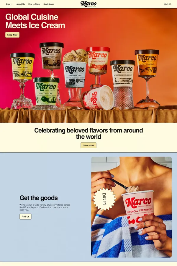 Marco Ice Cream – Marco Sweets & Spices - Ecommerce design inspiration