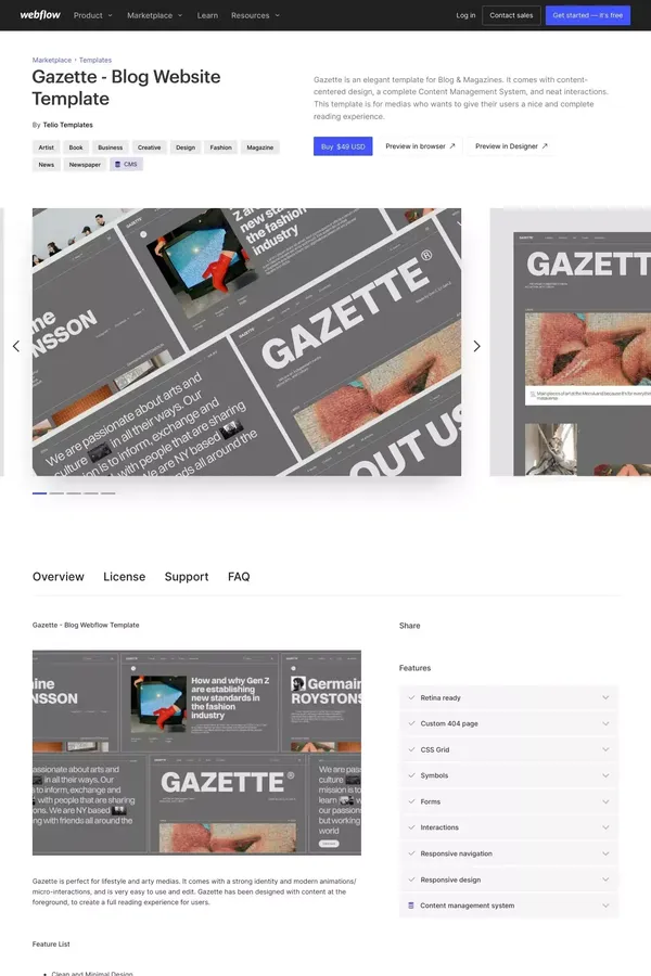 Gazette - Blog HTML5 Responsive Website Template - Template design inspiration