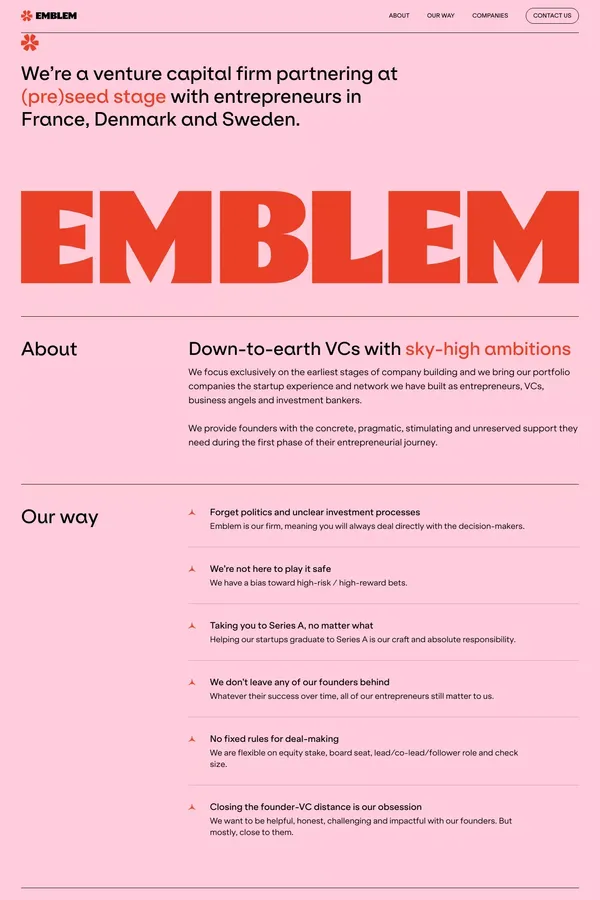 Emblem – Venture Capital - Portfolio design inspiration