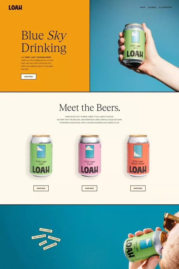 LOAH Home of Blue Sky Drinking - Ecommerce design inspiration