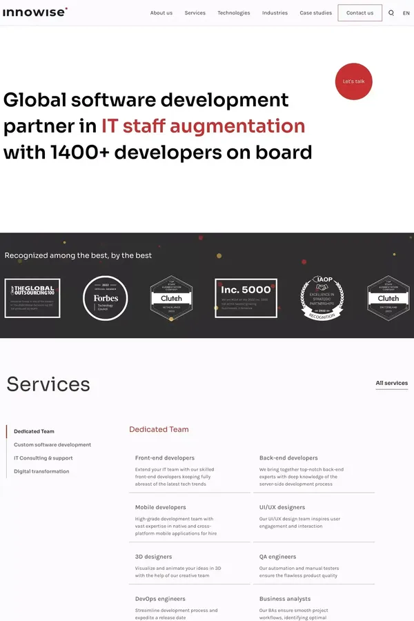 Custom Software Development Company | Innowise Group ® - website design inspiration