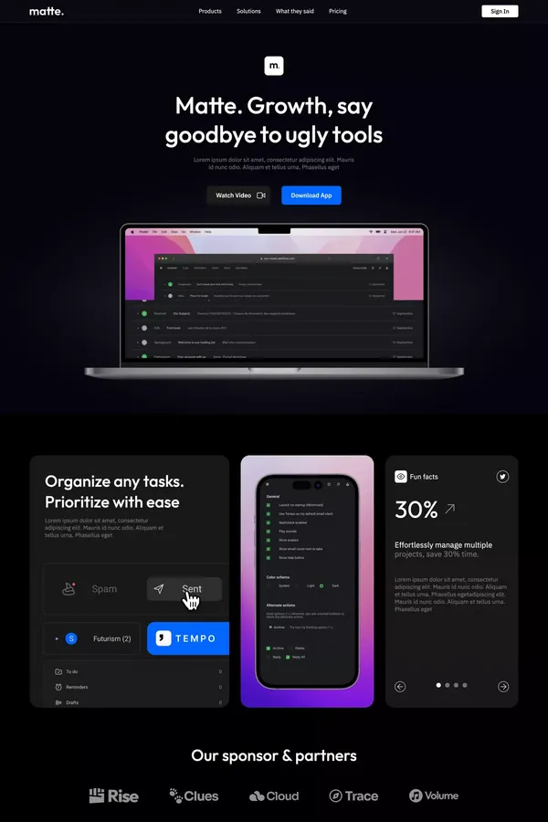 Matte - Webflow HTML website template - Template design inspiration