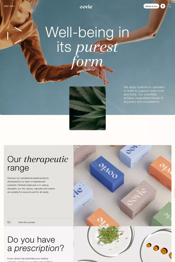 Take care of yourself with our medical cannabis products | Oovie - Landing design inspiration