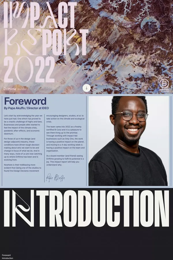 Driftime Impact Report 2022 - Other design inspiration