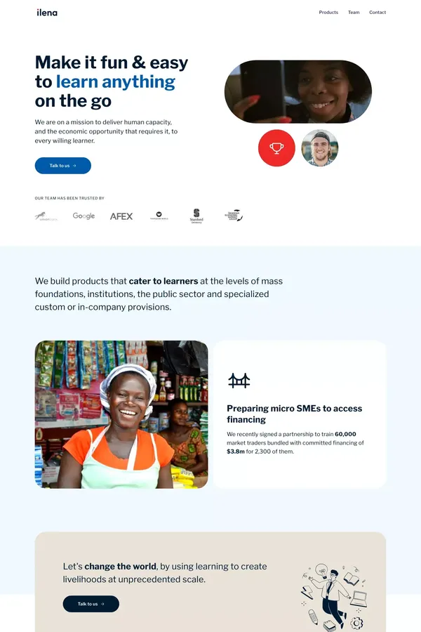 ilena - Make it fun and easy to learn anything on the go - website design inspiration