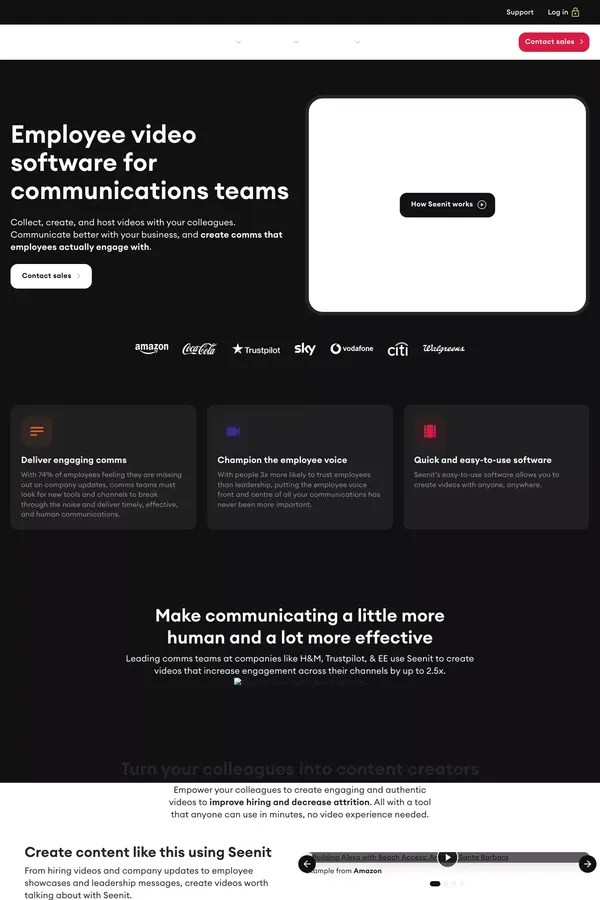 Employee video software for communications teams | Seenit - website design inspiration