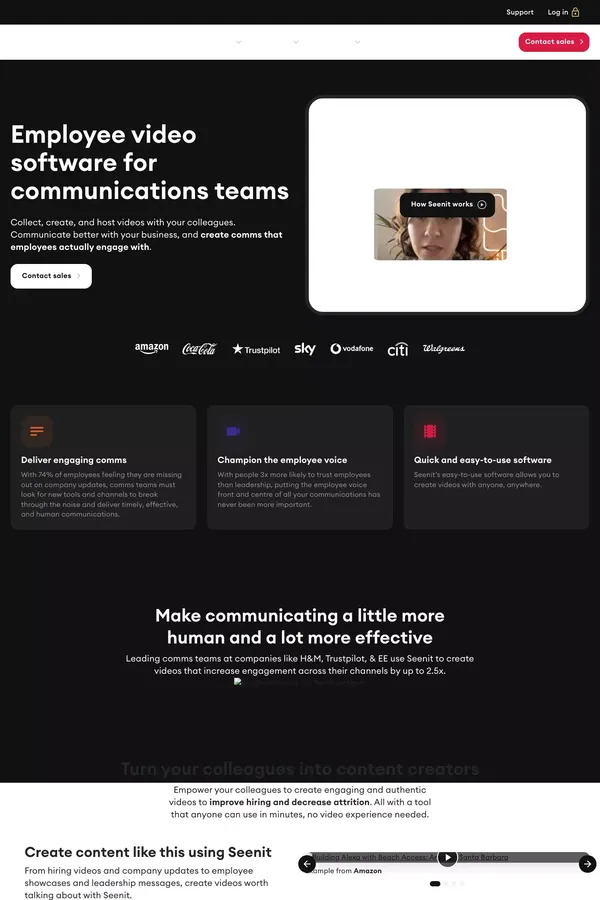 Employee video software for communications teams | Seenit - website design inspiration