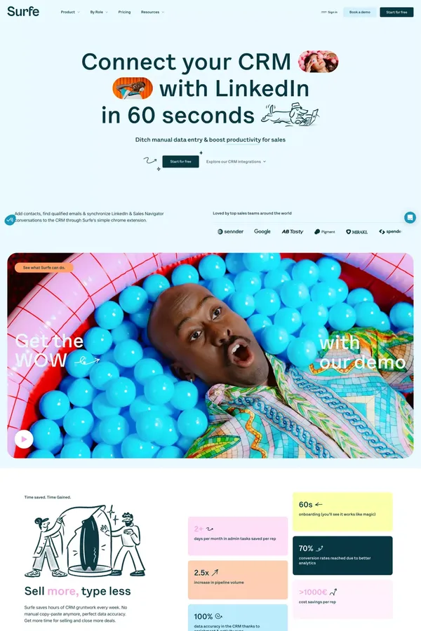 SURFE - Connect your CRM with LinkedIn in 60 seconds - Landing design inspiration