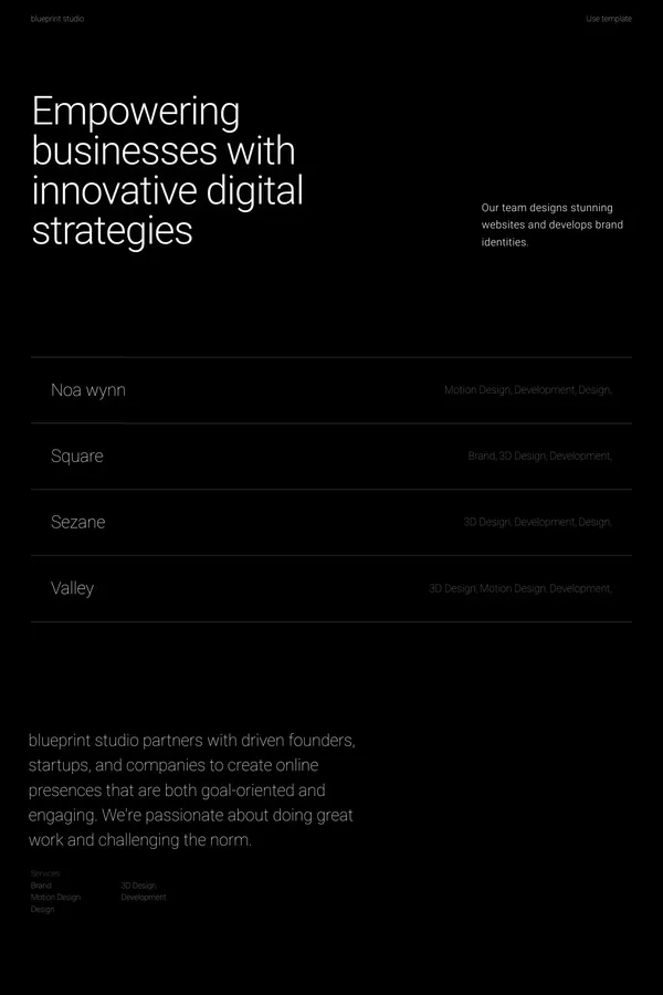 blueprint studio - Empowering businesses with innovative digital strategies - Template design inspiration