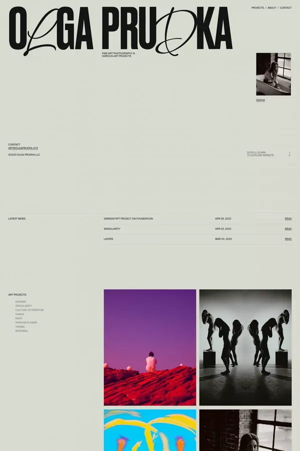 Homepage - Olga Prudka - Portfolio design inspiration