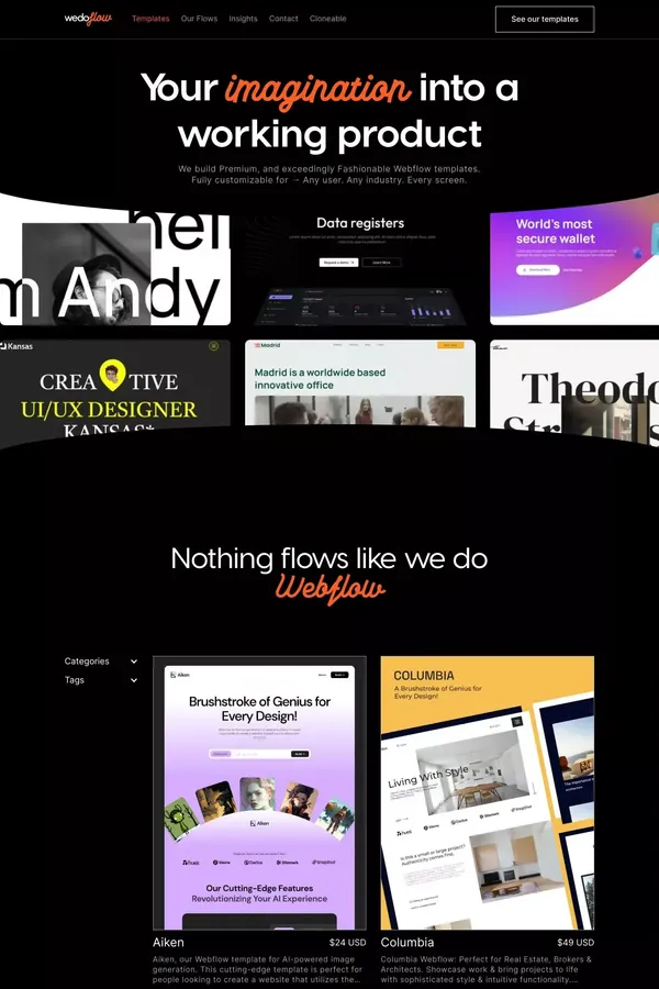 Webflow Template Designs | Wedoflow - Template design inspiration