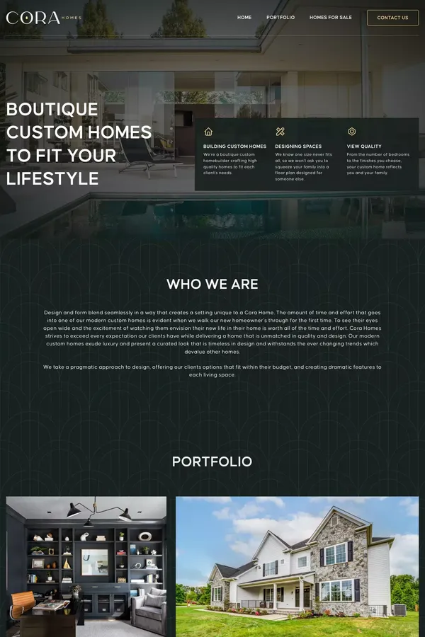 Cora homes – real estate website - Portfolio design inspiration