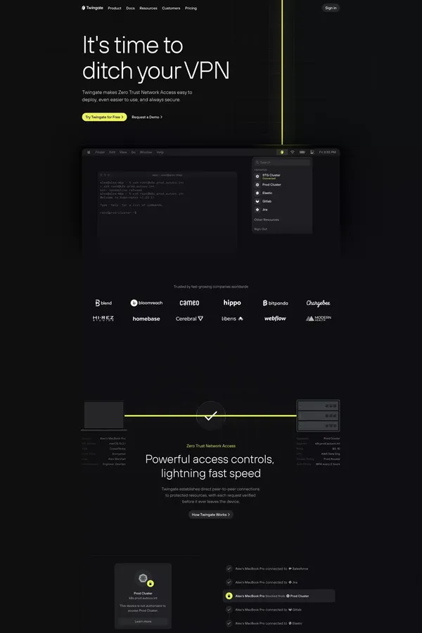 Twingate: It's time to ditch your VPN - Landing design inspiration