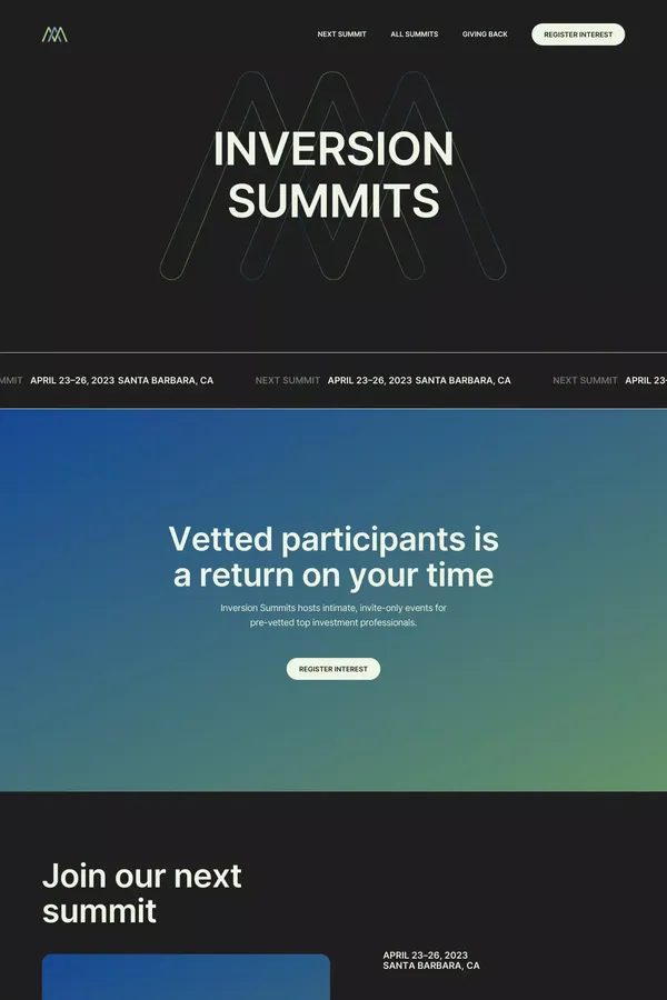 Inversion Summits - website design inspiration