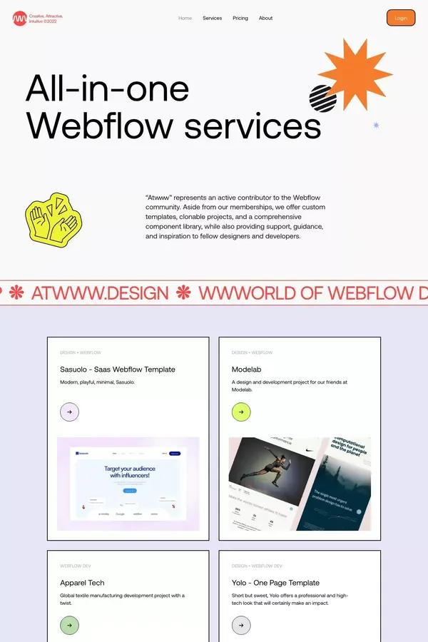 Atwww Studio - All-in-one Webflow services - website design inspiration