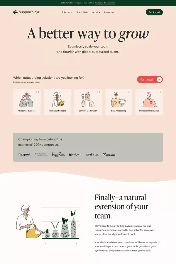 Seamless Outsourcing That Helps Companies Grow | SupportNinja - Landing design inspiration