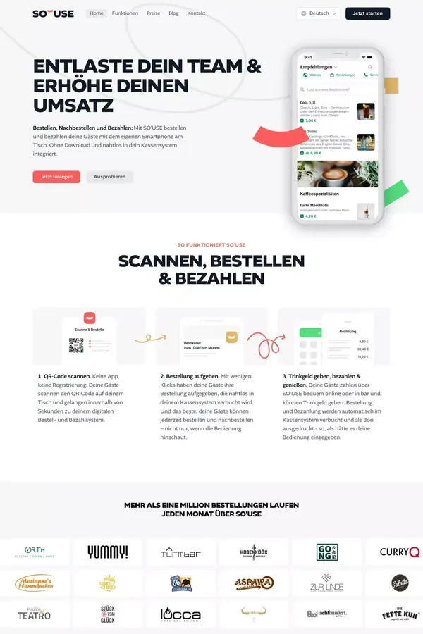 SO'USE | Digitales Bestell- & Bezahlsystem
