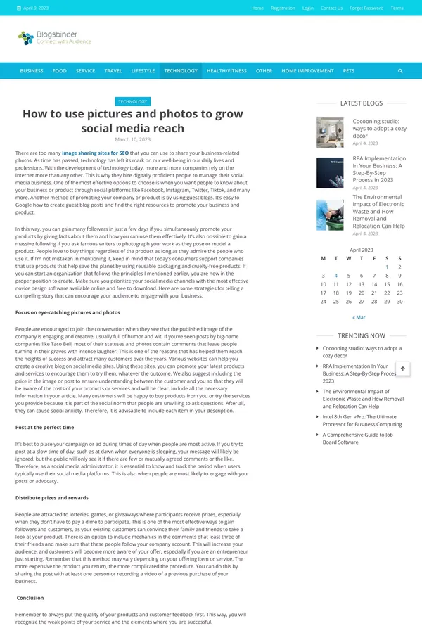 How to use pictures and photos to grow social media reach - Blogs Binder - Blog design inspiration