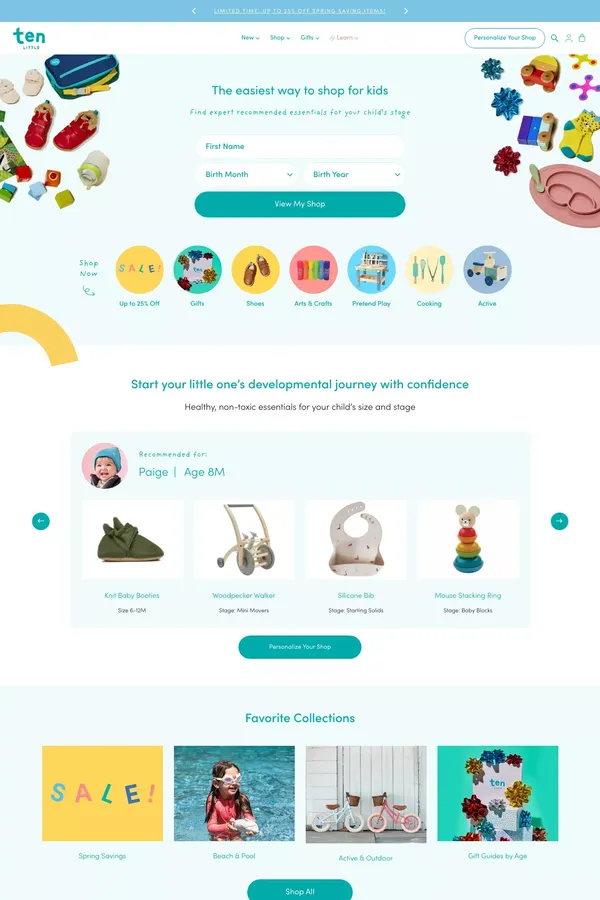 Ten Little | Healthy essentials at every stage of growth - Ecommerce design inspiration