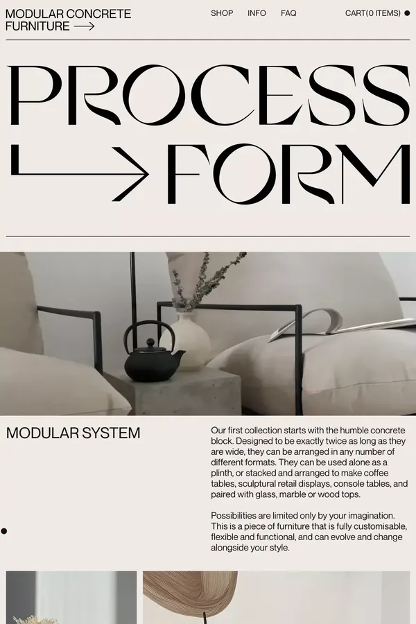 Process Form — Modular Concrete Furniture - Ecommerce design inspiration