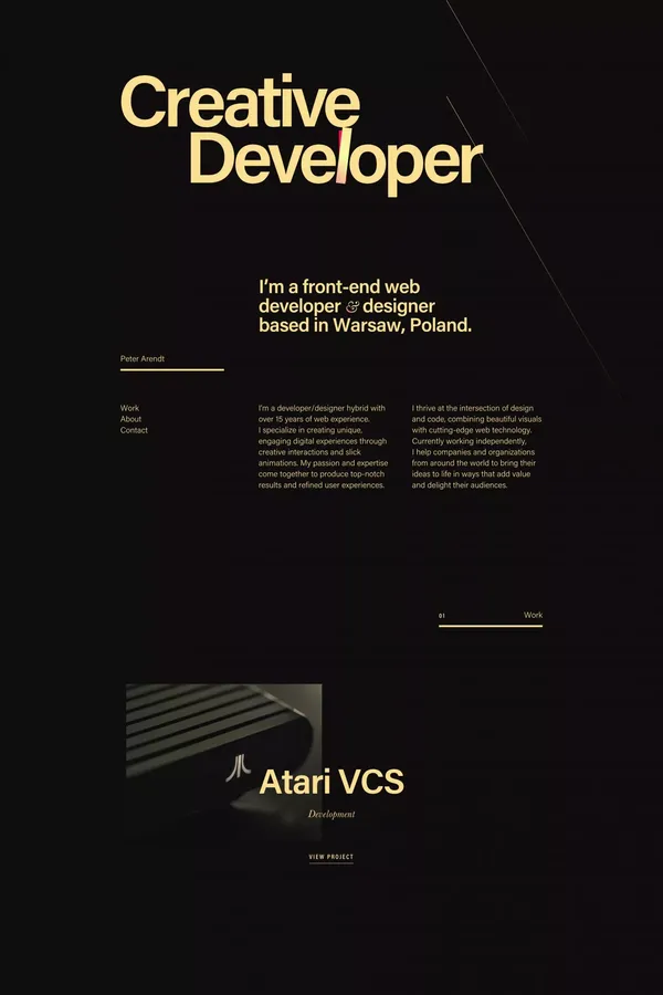 Peter Arendt — Creative Developer - Portfolio design inspiration