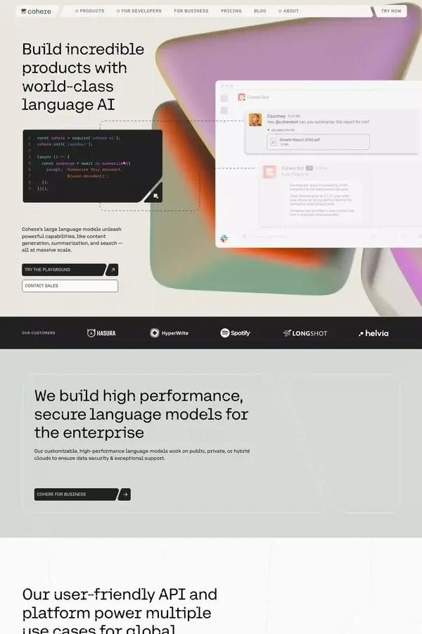 Cohere |  Building the Future of AI - Landing design inspiration