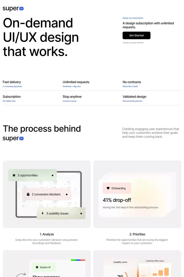 SuperUX - A design subscription service - Landing design inspiration