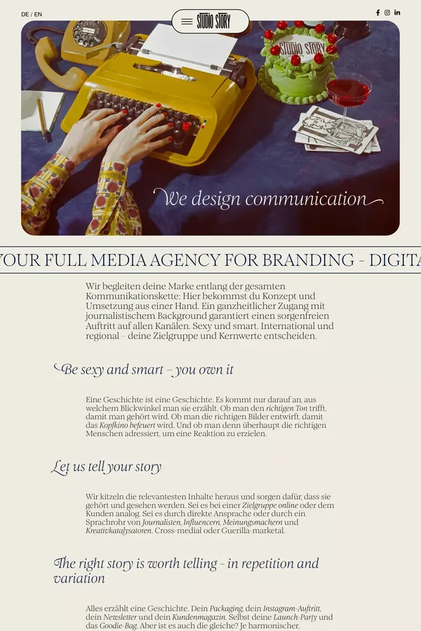 Homepage - Studio Story - Portfolio design inspiration