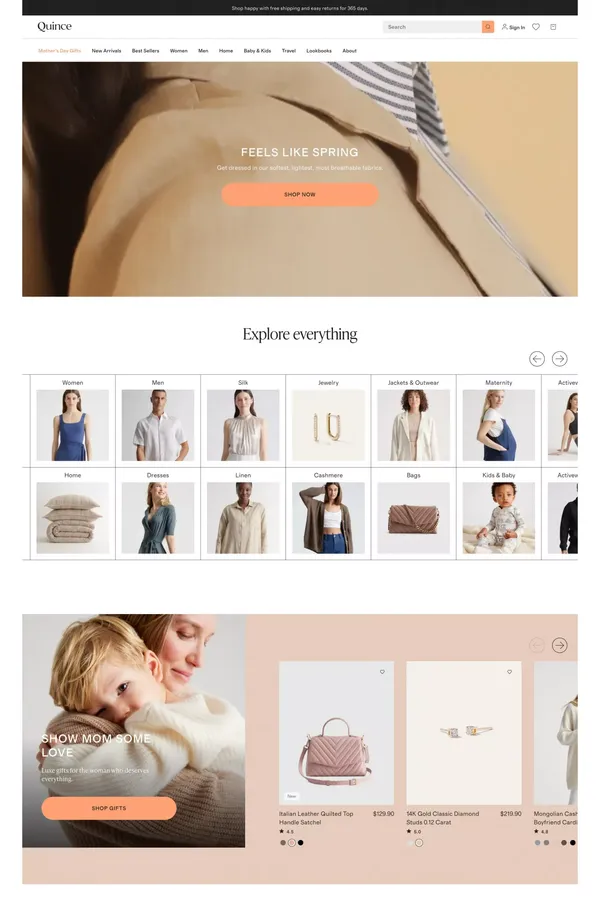 Quince | High Quality Essentials, Radically Low Prices - Ecommerce design inspiration