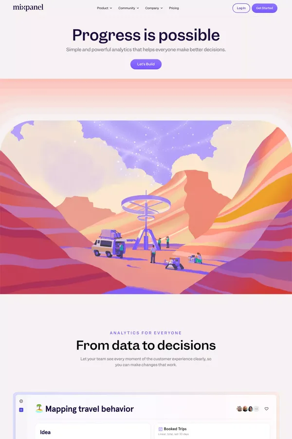 Mixpanel: Event Analytics for Mobile, Web & More - Landing design inspiration