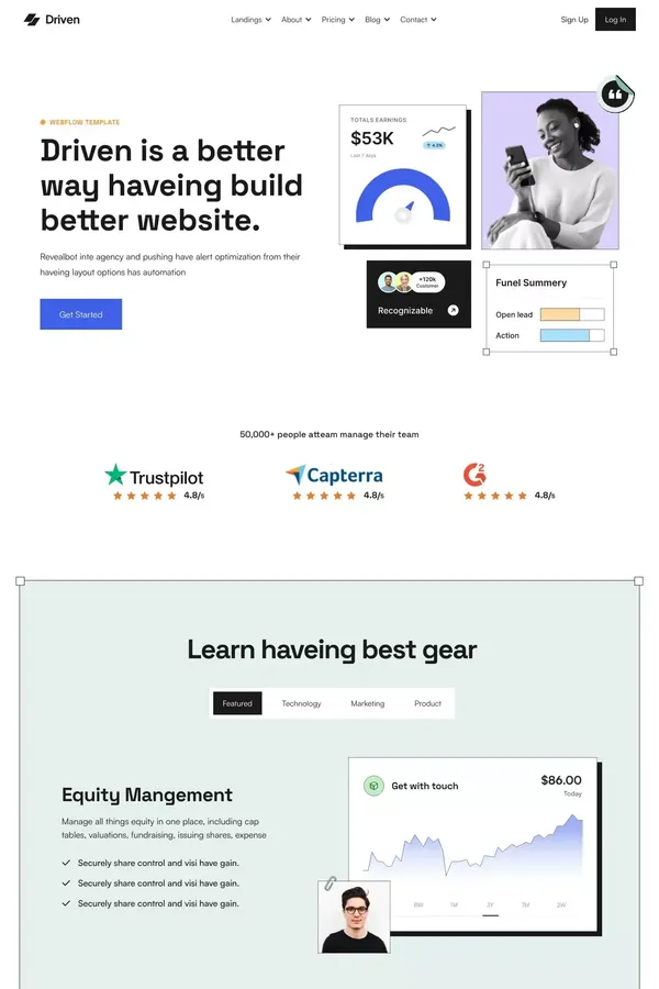 Driven - SaaS Multi-Layout Webflow Template - Homepage 01 - Template design inspiration