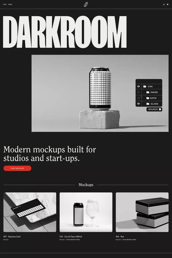 Darkroom - Very Good Mockups - Ecommerce design inspiration