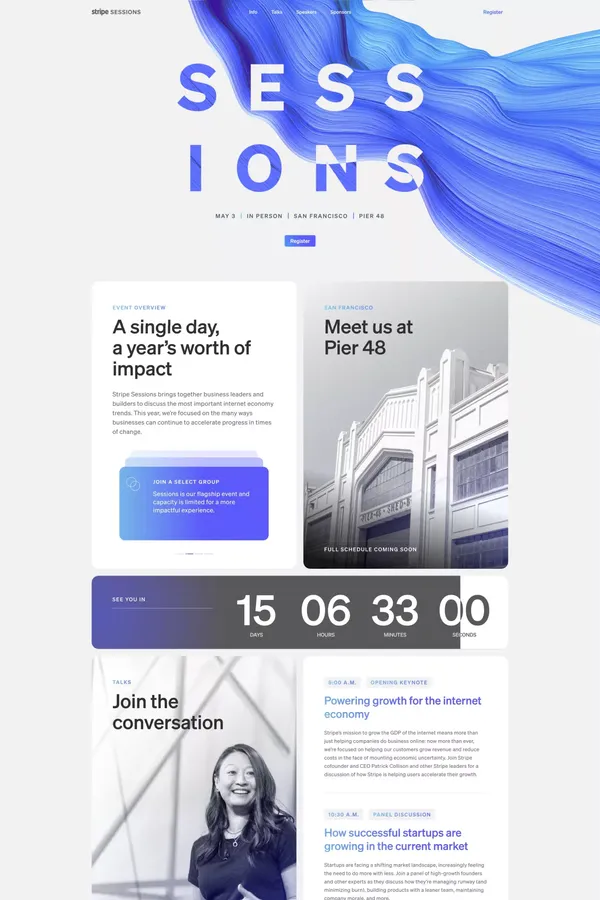 Stripe Sessions 2023 | Stripe Sessions Conference San Francisco - Landing design inspiration