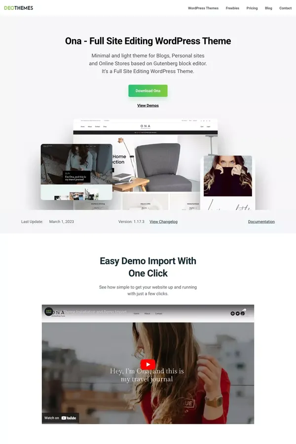 Ona - Full Site Editing WordPress Theme - DeoThemes