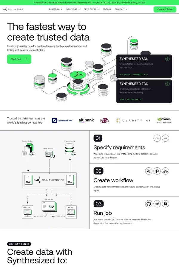 The first API-driven synthetic data generation platform - Synthesized