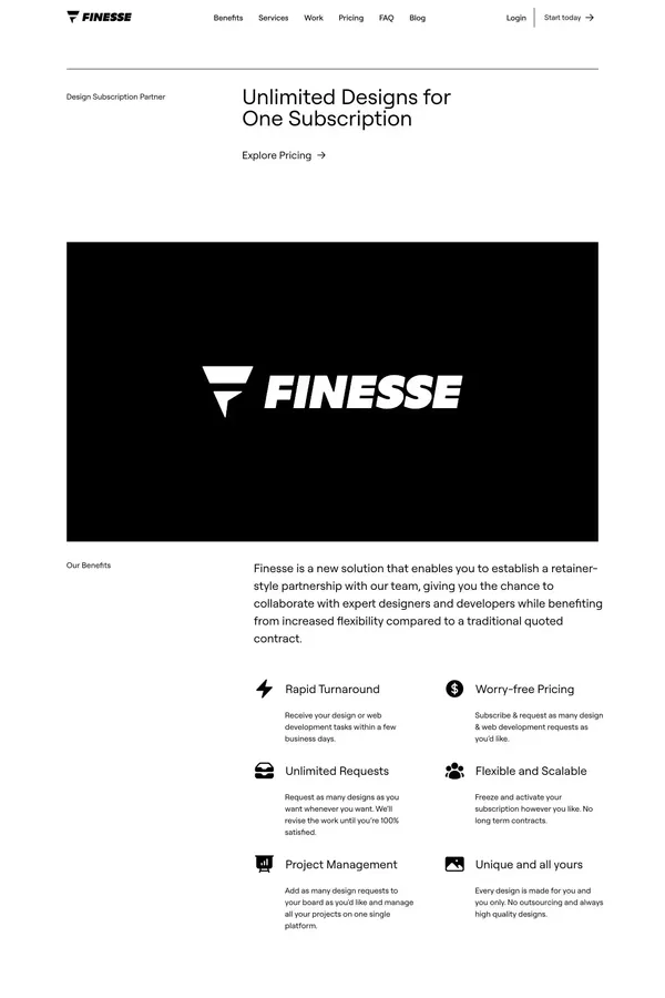 Finesse — Unlimited Design Services for One Subscription - website design inspiration
