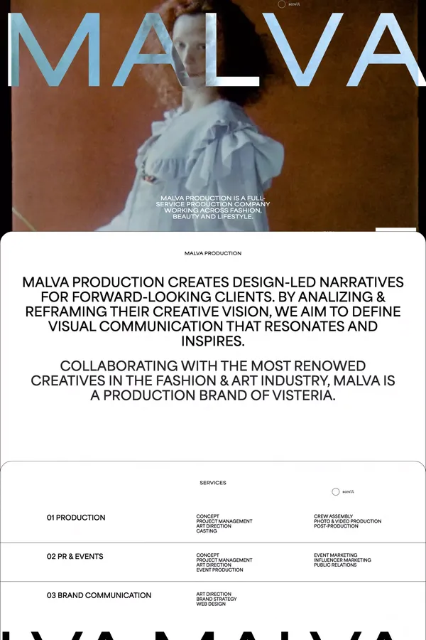 Malva Production - Portfolio design inspiration