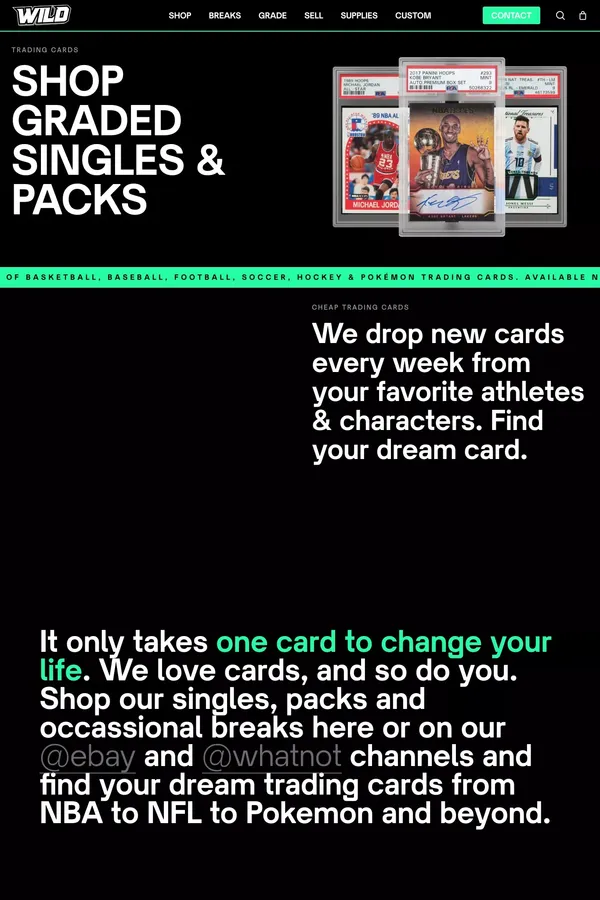 Wild Trading Cards | Buy Graded Singles & Packs | NYC - website design inspiration