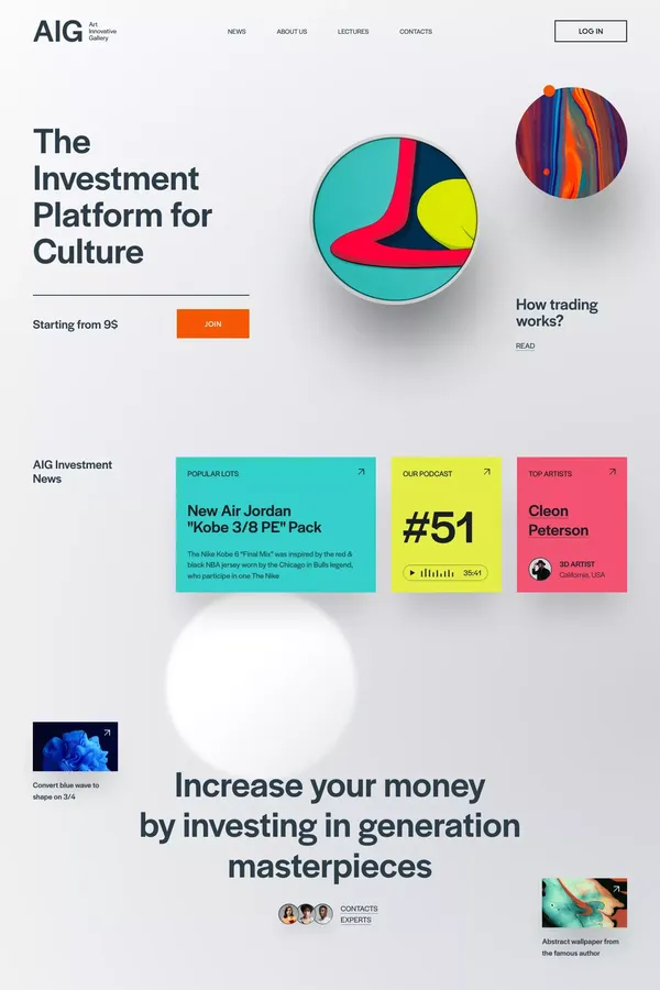 Art Innovative Gallery - Landing design inspiration