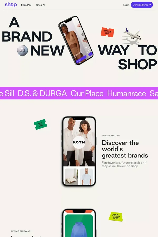 Shop puts everything you love about shopping (and more) into one, convenient place - Landing design inspiration