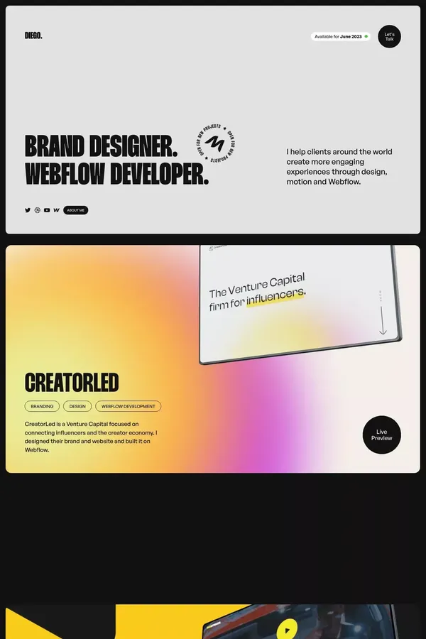 Diego - Brand Designer & Webflow Developer - website design inspiration