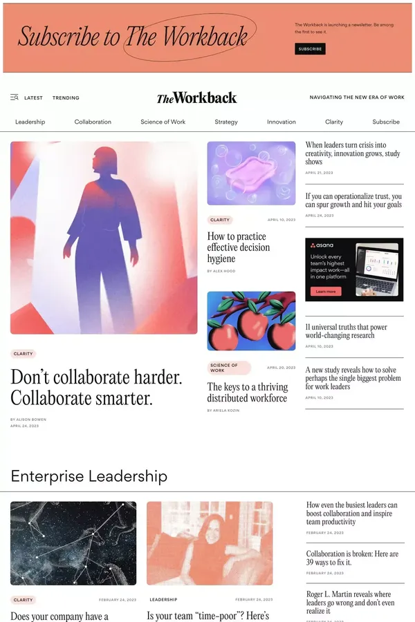 The Workback - The magazine for enterprise business leaders. - Blog design inspiration