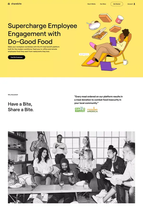 Sharebite | Mission Driven Meals - Landing design inspiration