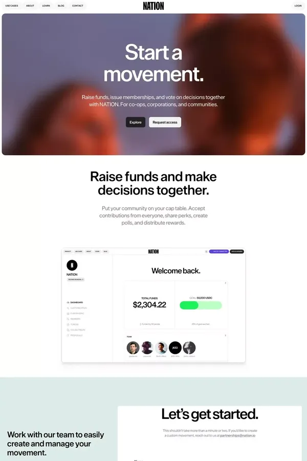 Start a movement with NATION - Landing design inspiration