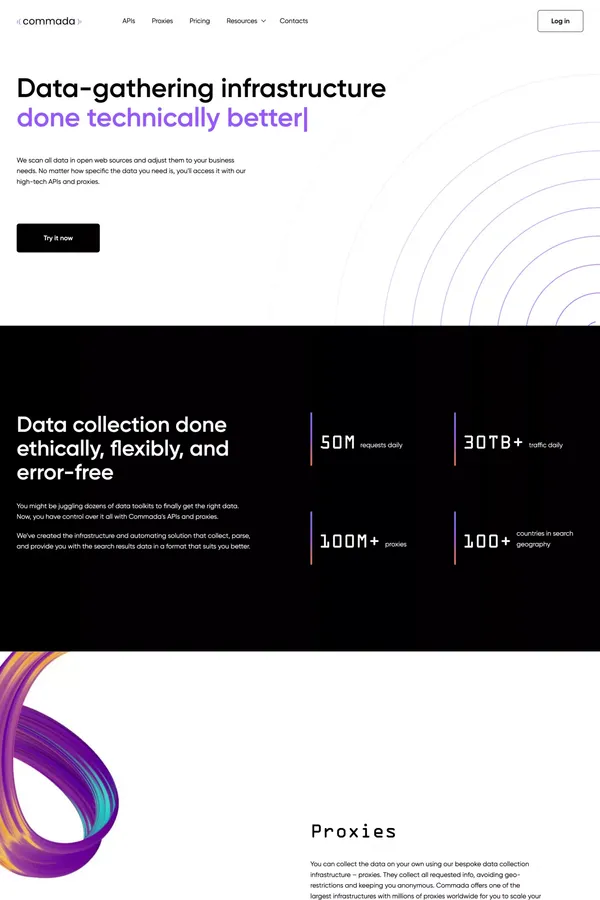 Data-gathering infrastructure adjusted for your request - Landing design inspiration