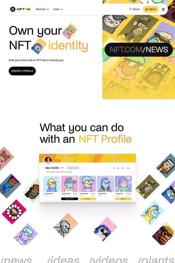 NFT.com | The Social NFT Marketplace - website design inspiration